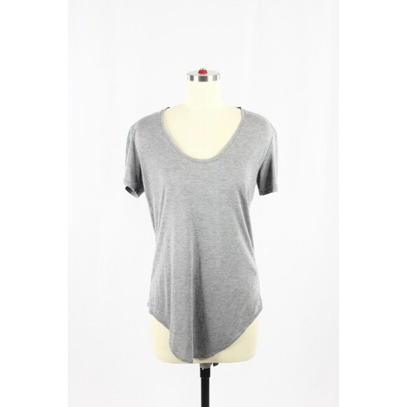 HELMUT HELMUT LANG Grey Modal Jersey Scoop Neck Scoop Hem T-Shirt, Size S - Picture 1 of 11